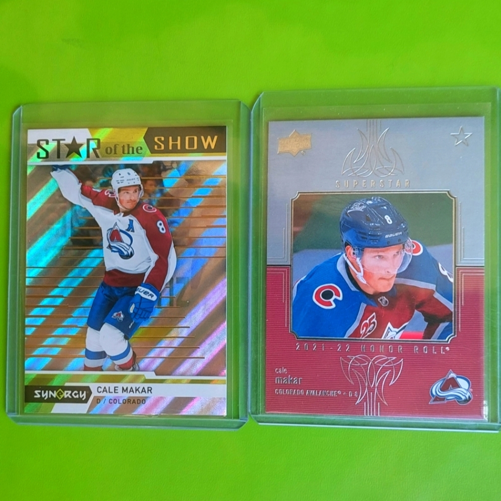 2 Insert Cards of Cale Makar Upper Deck Honor Roll & Synergy Star of the Game